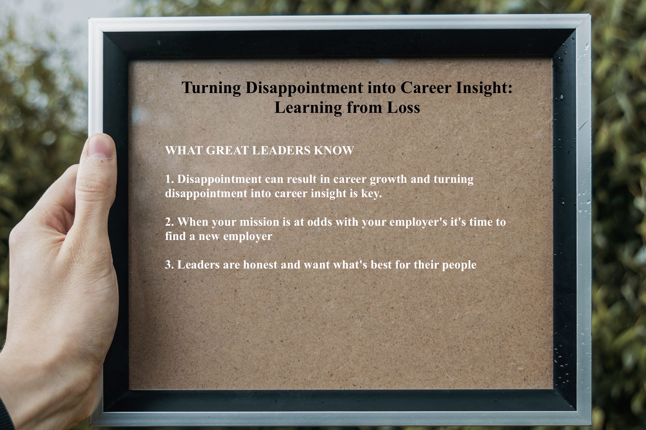 Turning Disappointment into Career Insight: Learning from Loss